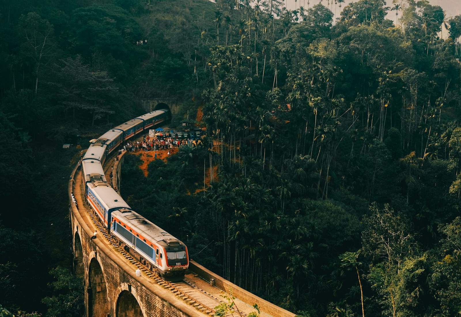 Train crossing the Nine Arch Bridge near Ella